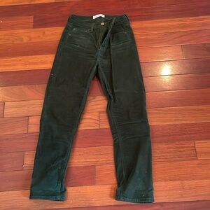 Gap high rise slim fit corduroy pants army green